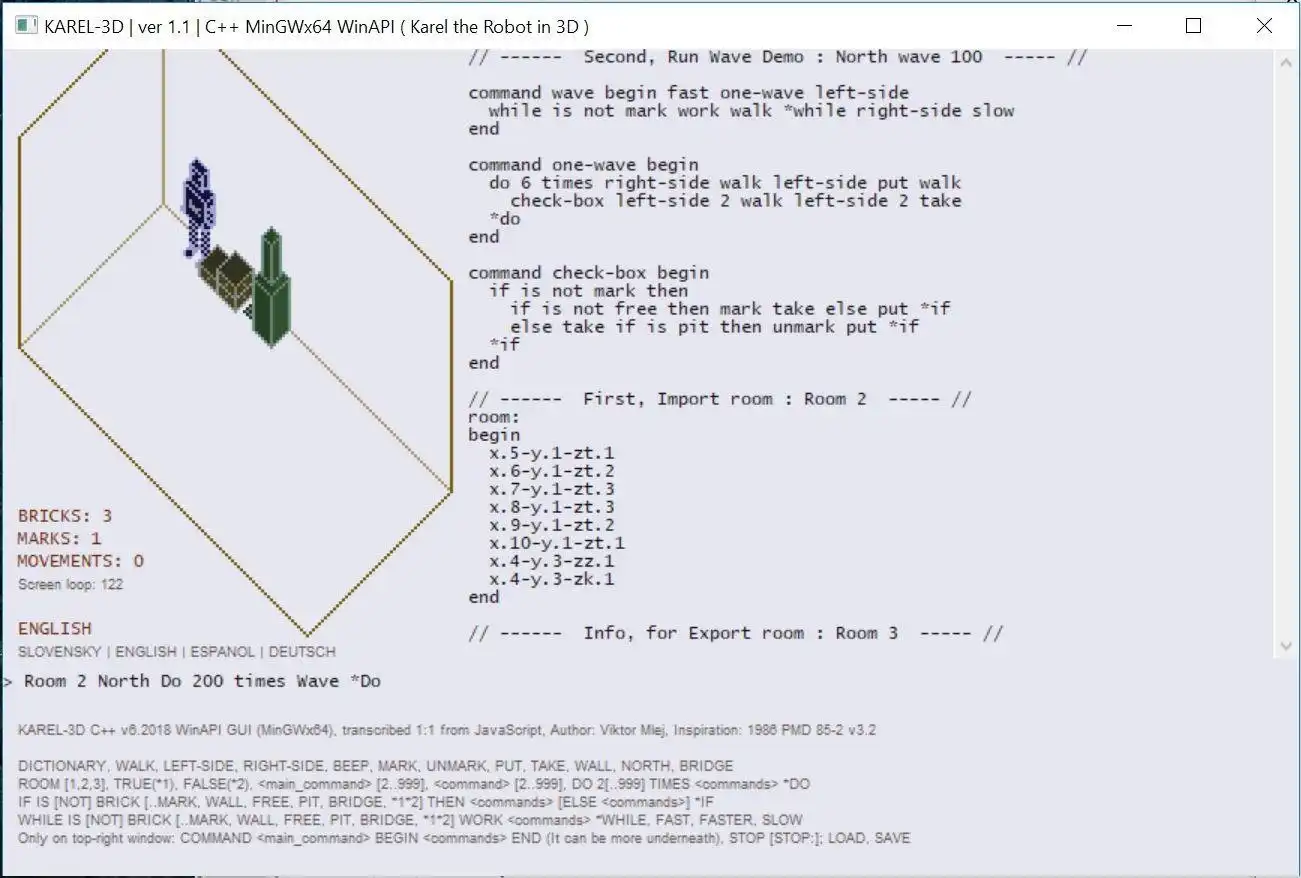 Download web tool or web app KAREL 3D C++  ( Karel the Robot in 3D )