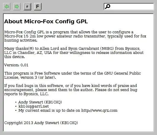 ดาวน์โหลดเครื่องมือเว็บหรือเว็บแอป KB1OIQ - Micro-Fox Config GPL