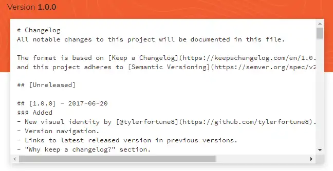 Download web tool or web app keep a changelog