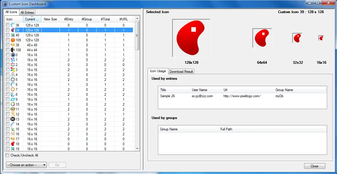 Download web tool or web app KeePass Custom Icon Dashboarder