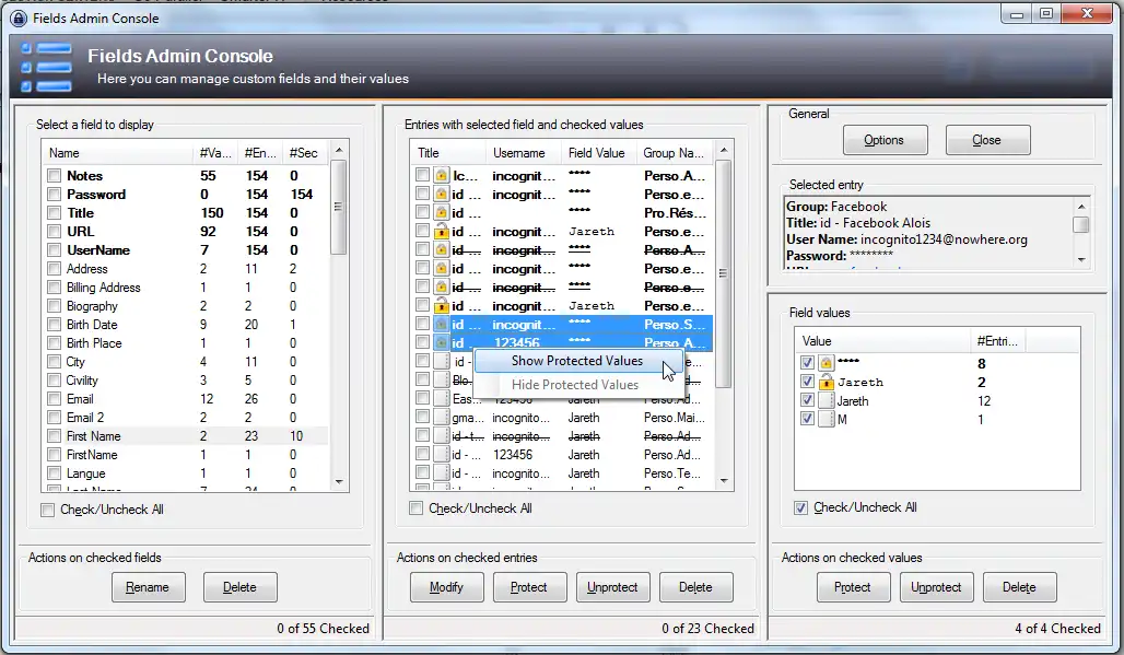 Download web tool or web app KeePass Fields Admin Console