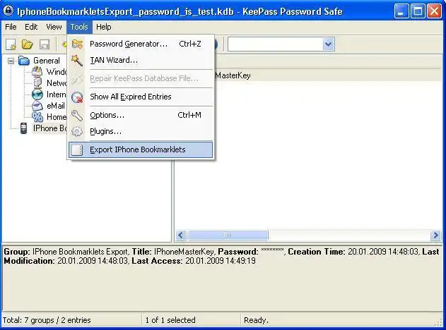 Download web tool or web app KeepassIPhone