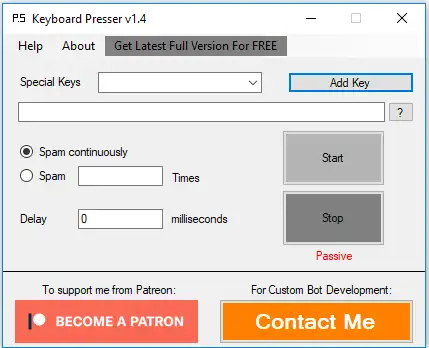 Загрузите веб-инструмент или веб-приложение Keyboard Presser