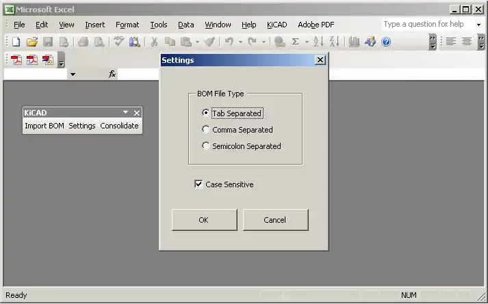 Download web tool or web app KiCAD BOM Excel Add-Ins