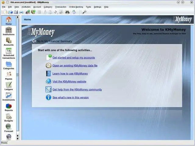 Download web tool or web app KMyMoney