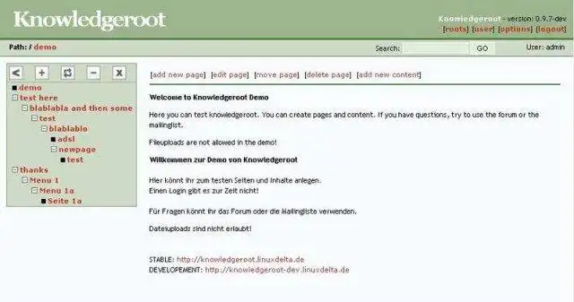 Загрузите веб-инструмент или веб-приложение База знаний Knowledgeroot