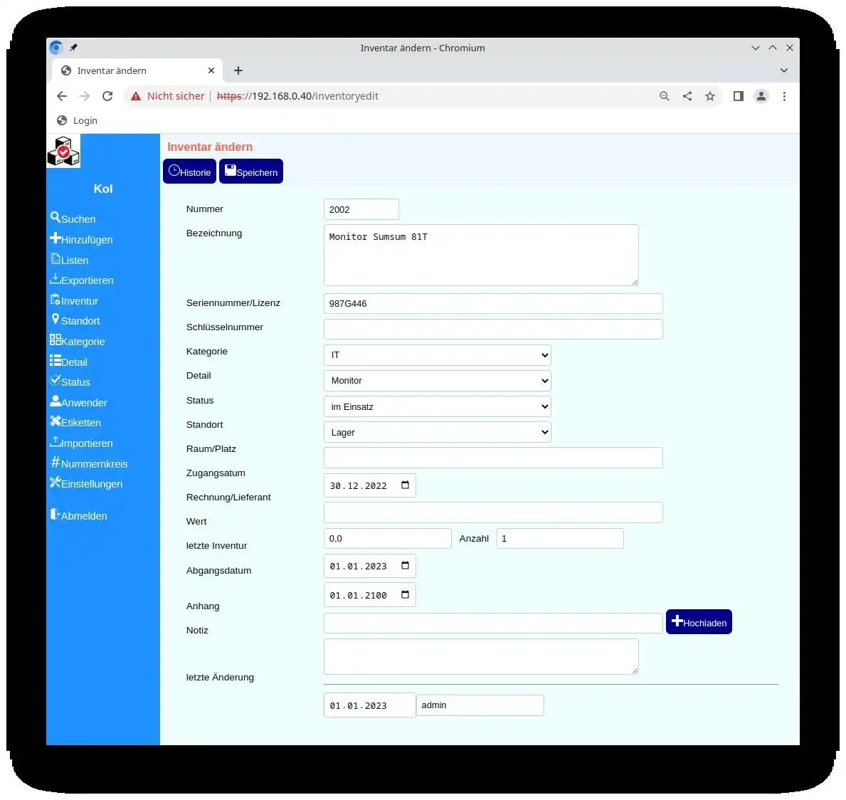 Download web tool or web app KoI:Inventur
