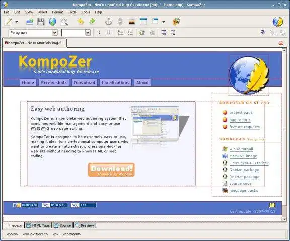 Download web tool or web app KompoZer