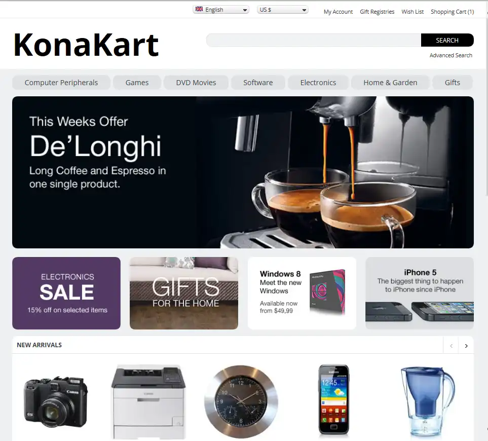 Завантажте веб-інструмент або веб-програму KonaKart