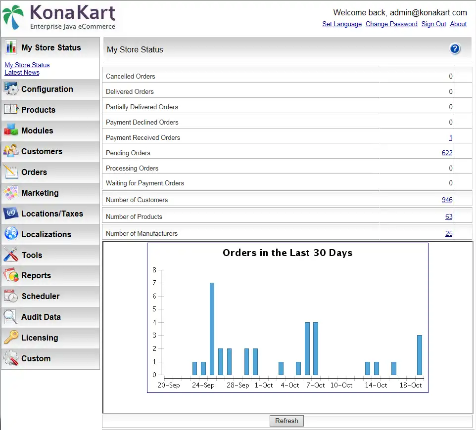 قم بتنزيل أداة الويب أو تطبيق الويب KonaKart