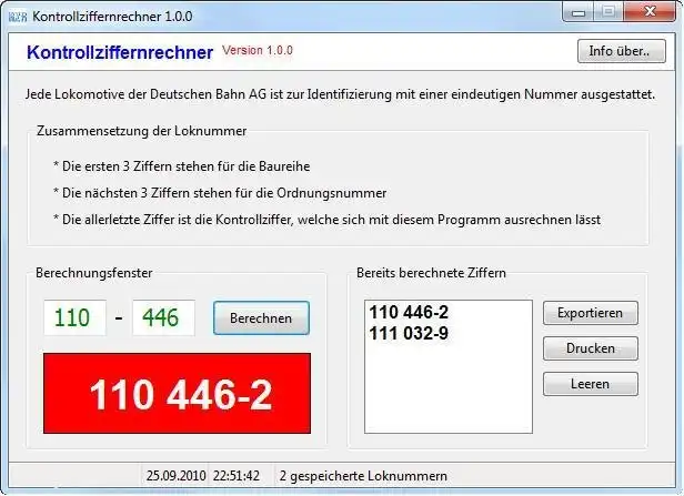 Download web tool or web app Kontrollziffernrechner
