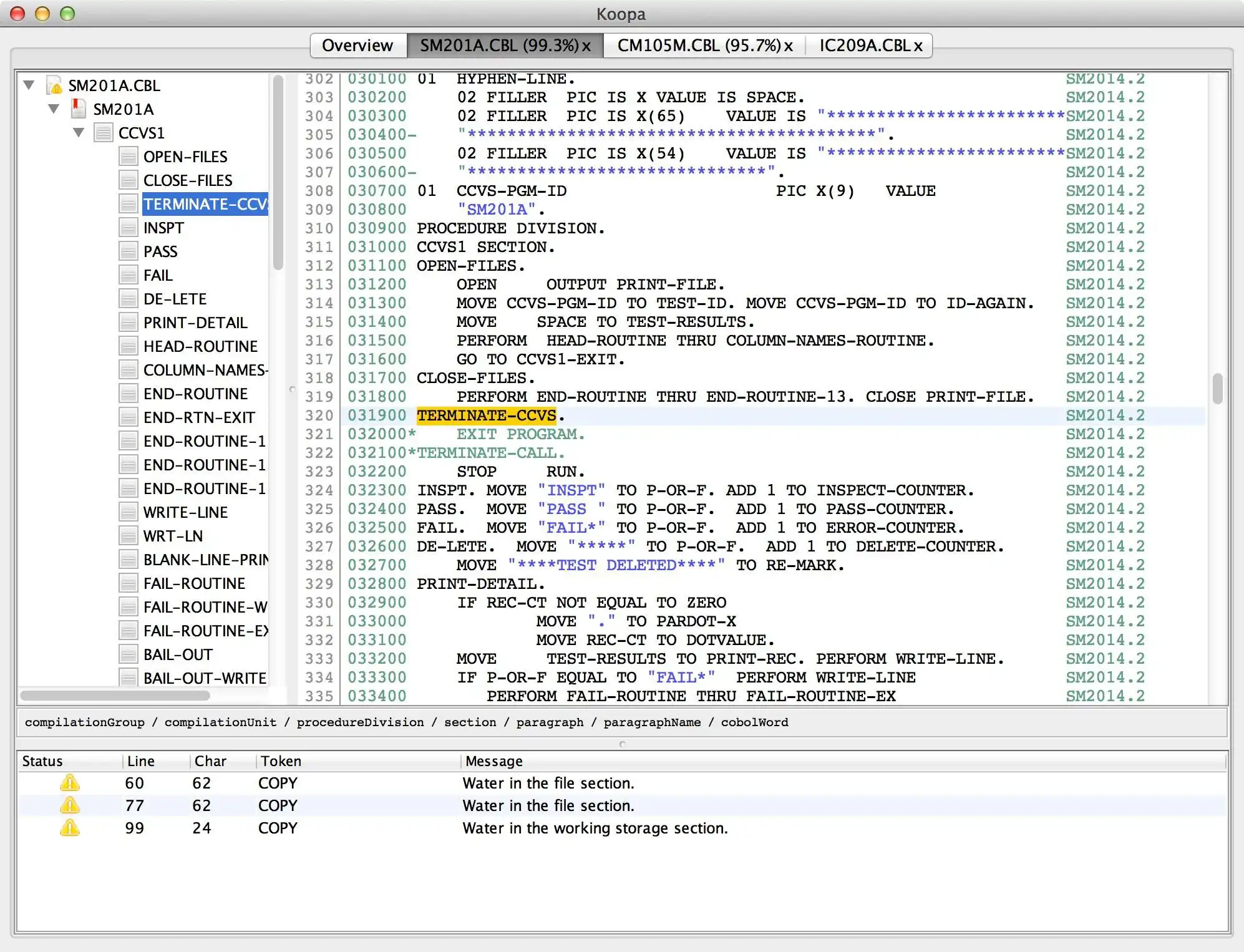 Baixe a ferramenta da web ou o aplicativo da web Koopa (COBOL) Parser Generator