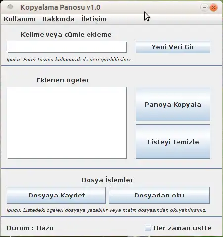 ดาวน์โหลดเครื่องมือเว็บหรือเว็บแอป Kopyalama Panosu v1.0