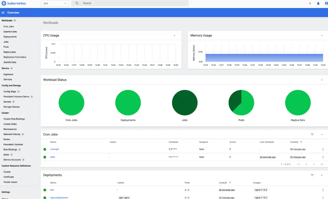 Web ツールまたは Web アプリ Kubernetes ダッシュボードをダウンロード