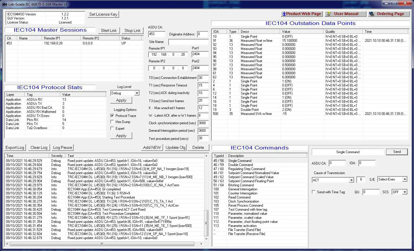 Download web tool or web app LAB-SCADA IEC104 Master Simulator