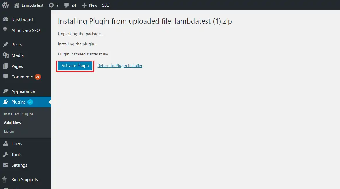 Download web tool or web app LambdaTest WordPress-Plugin