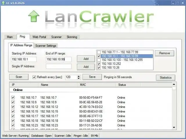 Загрузите веб-инструмент или веб-приложение Lan Crawler