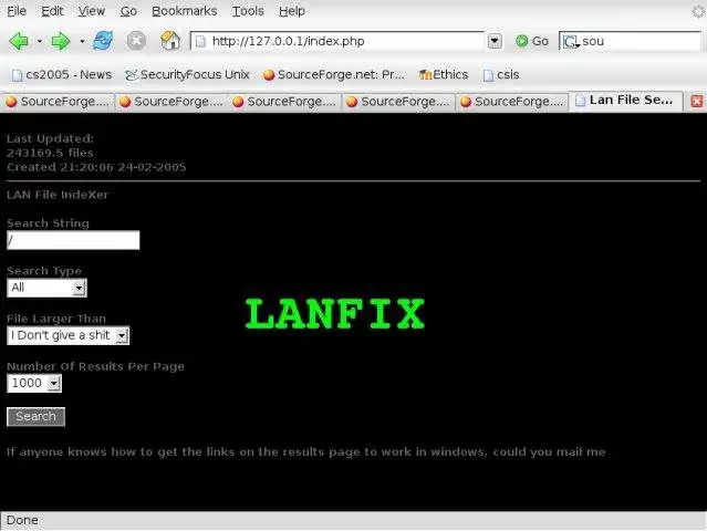 Download web tool or web app LAN File Indexer