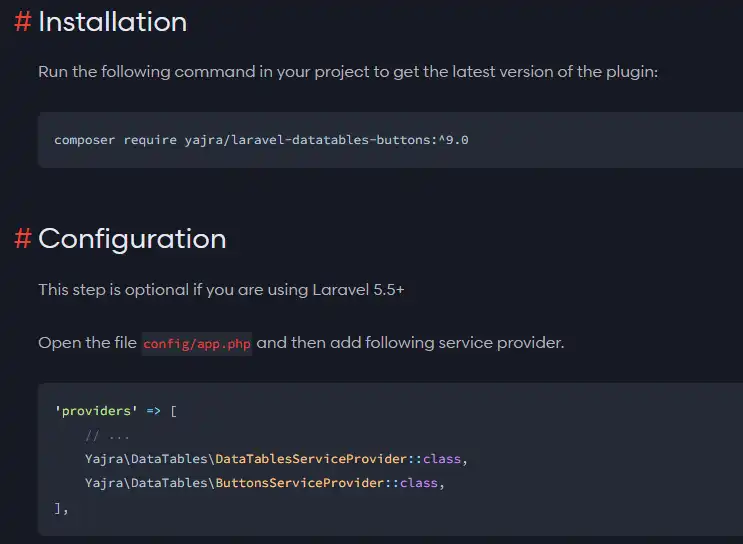 ดาวน์โหลดเครื่องมือเว็บหรือเว็บแอป ปลั๊กอินปุ่ม Laravel DataTables