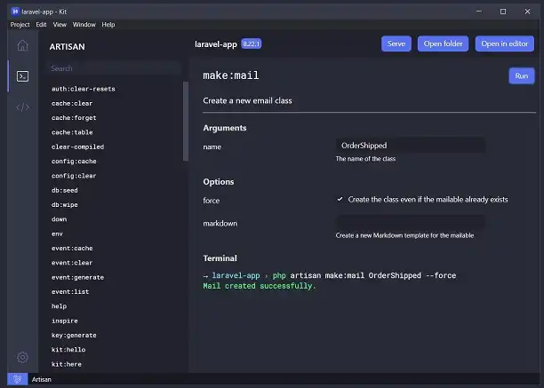 Baixe a ferramenta da web ou o aplicativo da web Laravel Kit