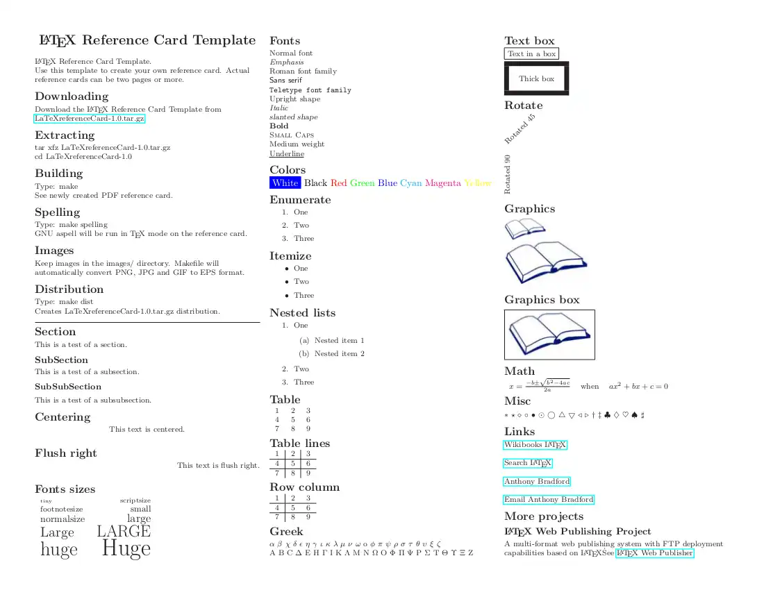 下载网络工具或网络应用 LaTeX Reference Card Creator