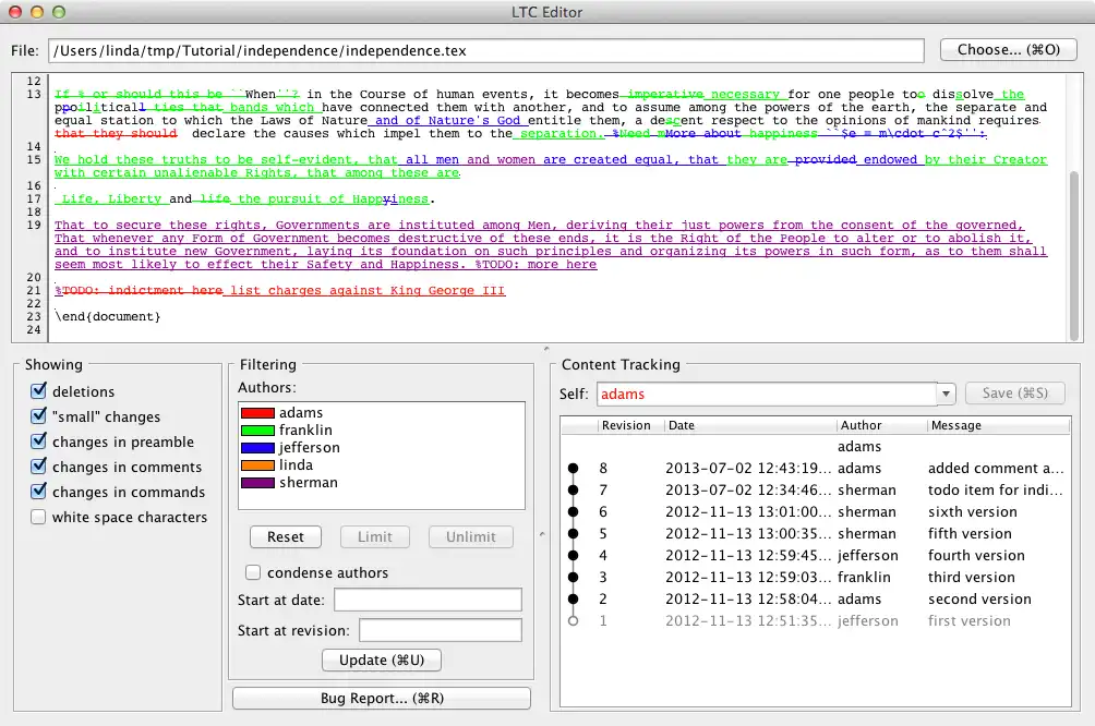 Download web tool or web app LaTeX Track Changes