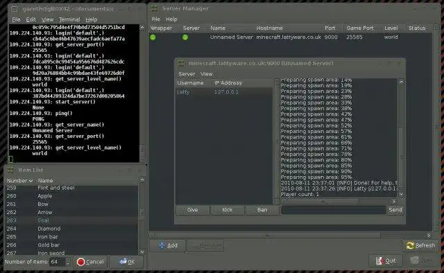 웹 도구 또는 웹 앱 Lattys Minecraft Admin GUI를 다운로드하여 Linux 온라인에서 실행