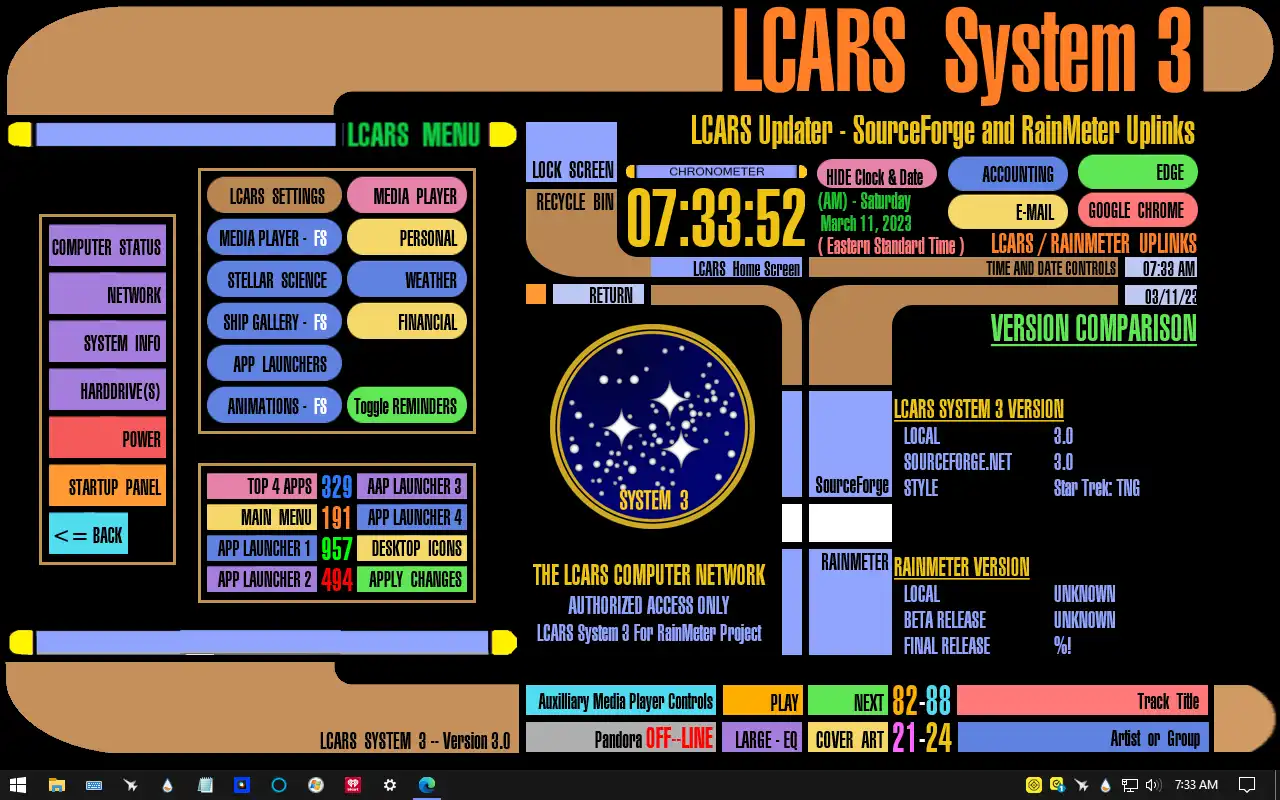 Завантажте веб-інструмент або веб-програму LCARS SYSTEM 3-версія 3.0 -3/10/2023