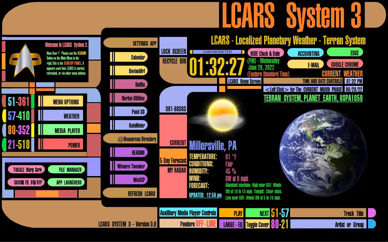 Загрузите веб-инструмент или веб-приложение LCARS SYSTEM 3, версия 3.0 – 3.