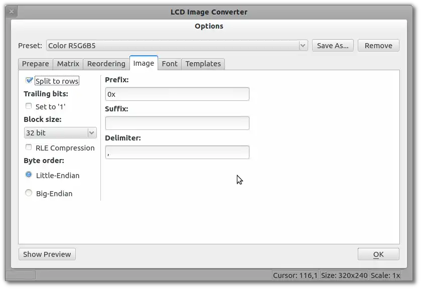 Scarica lo strumento web o l'app web lcd-image-converter