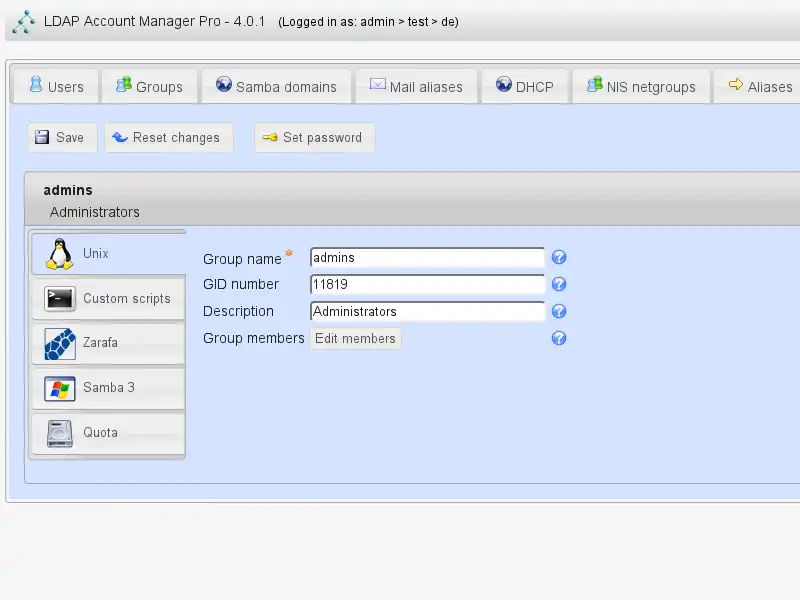 Download web tool or web app LDAP Account Manager