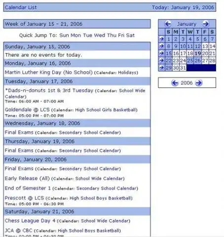 Download web tool or web app Liberty Calendar