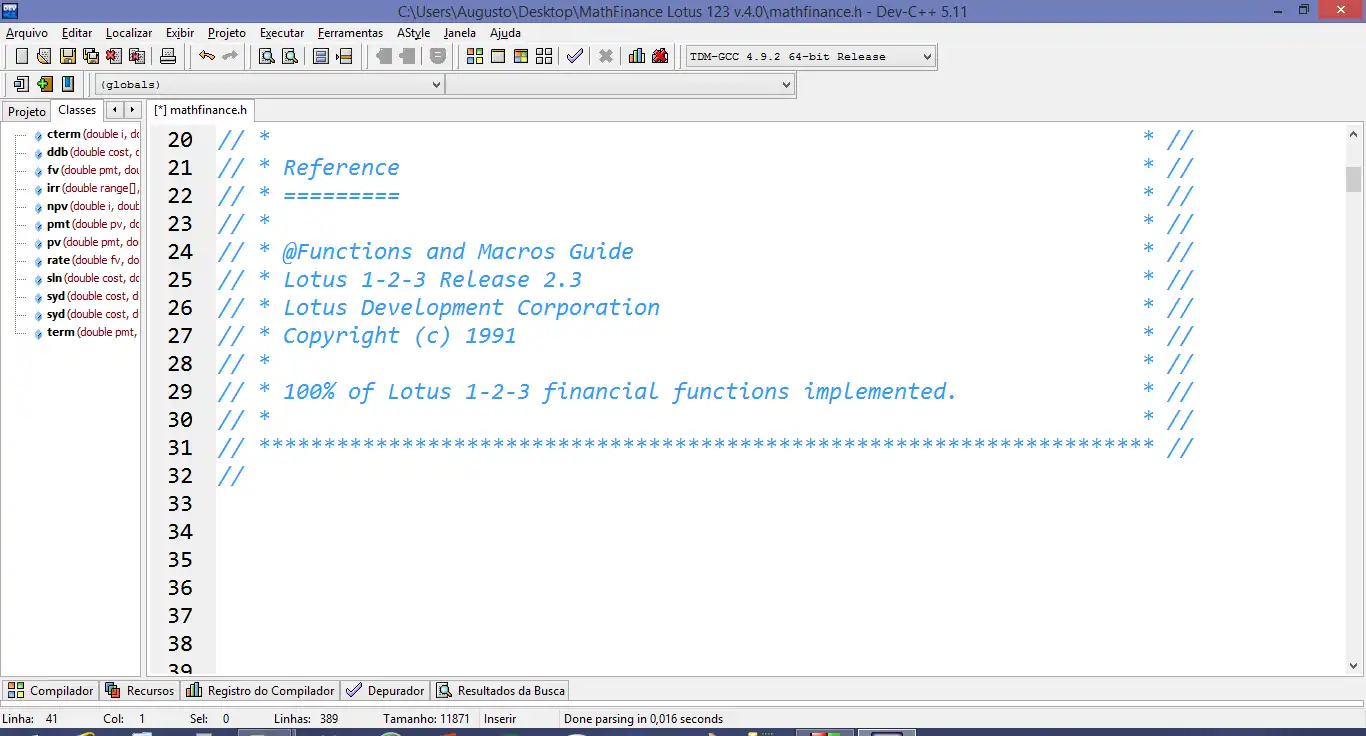 Baixe a ferramenta ou aplicativo da web Lib Finance Math GCC (C ++) Lotus 123