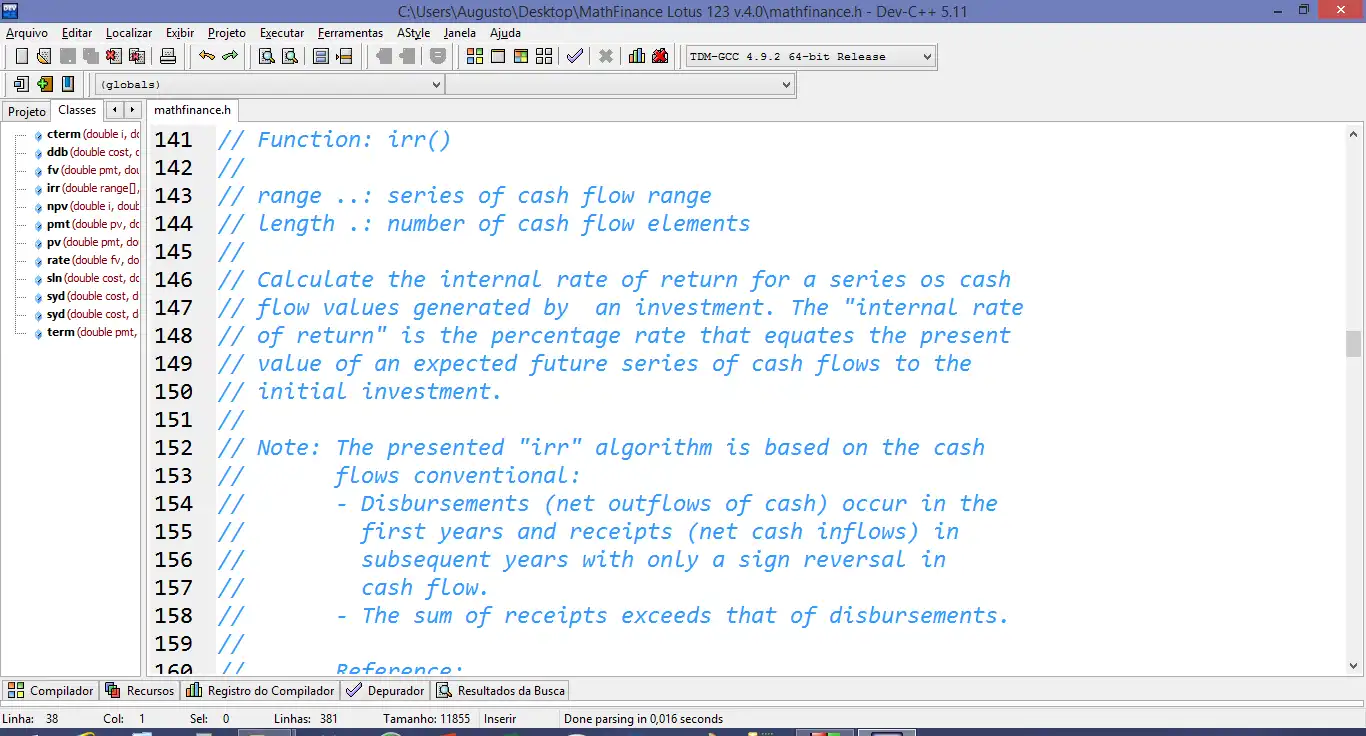 הורד את כלי האינטרנט או אפליקציית האינטרנט Lib Finance Math GCC (C++) Lotus 123