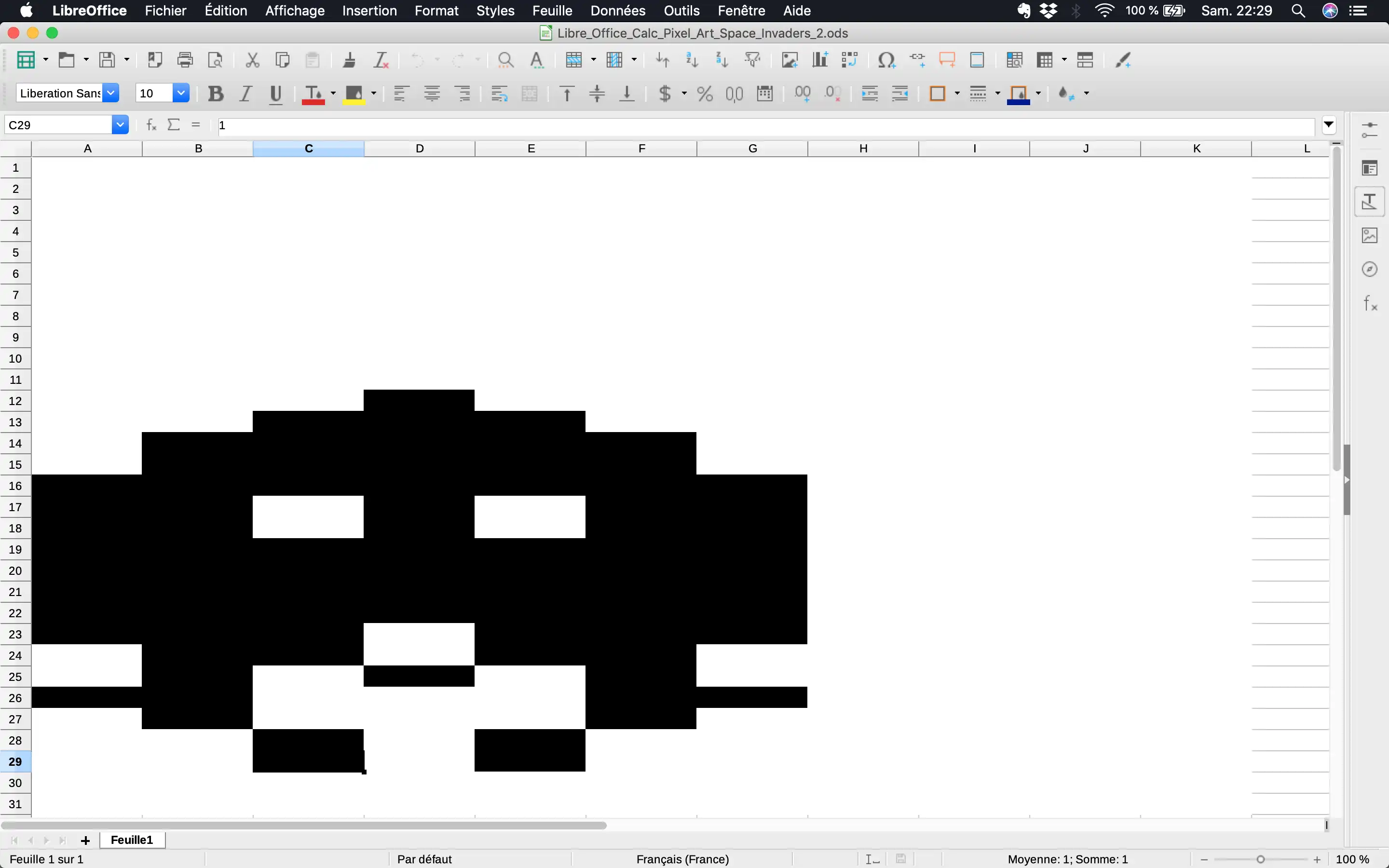 Download web tool or web app Libre Office Calc Pixel Art