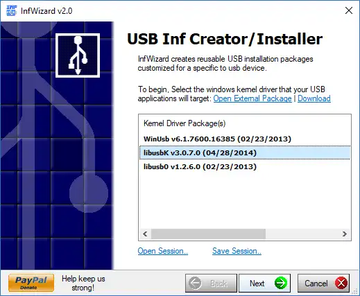 WebツールまたはWebアプリlibusbKをダウンロードします