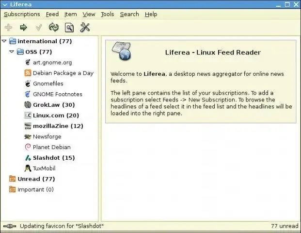 Download web tool or web app Liferea