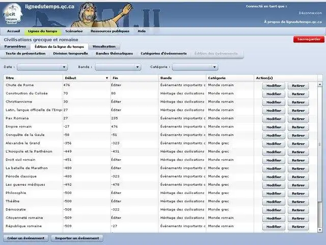 Web-Tool oder Web-App herunterladen Ligne du temps (Flex 2)