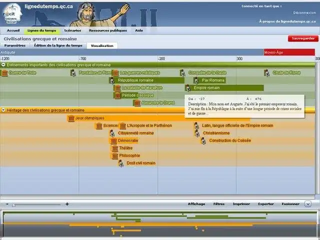 Descargue la herramienta web o la aplicación web Ligne du temps (Flex 2)