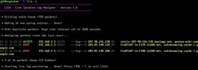 قم بتنزيل أداة الويب أو تطبيق الويب LILA - Live Iptables Log Analyzer