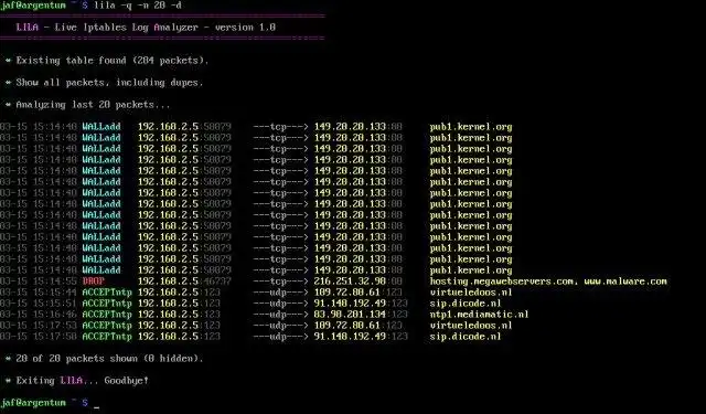 قم بتنزيل أداة الويب أو تطبيق الويب LILA - Live Iptables Log Analyzer