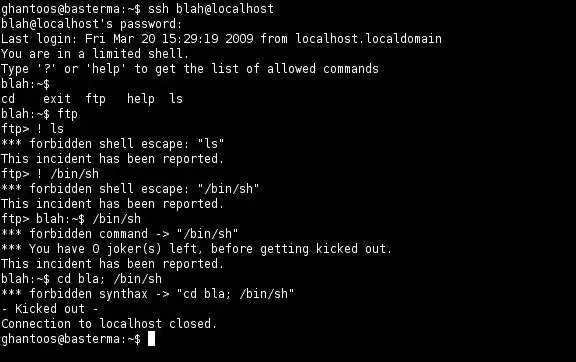 Download web tool or web app Limited Shell (lshell)