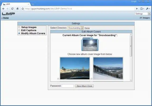 دانلود ابزار وب یا برنامه وب LIMP - مرورگر تصویر سبک برای PHP