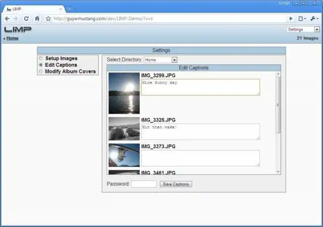 Загрузите веб-инструмент или веб-приложение LIMP - легкий браузер изображений для PHP