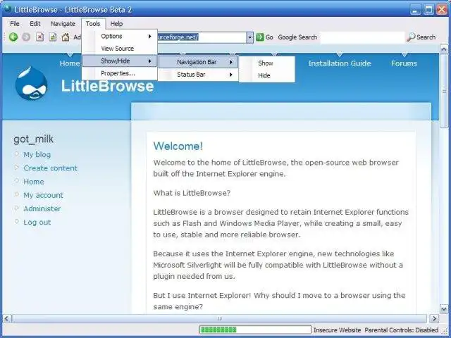 Télécharger l'outil Web ou l'application Web LittleBrowse