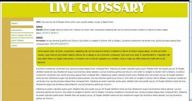 Download web tool or web app Live Glossary