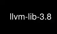 Запустите llvm-lib-3.8 в бесплатном хостинг-провайдере OnWorks через Ubuntu Online, Fedora Online, онлайн-эмулятор Windows или онлайн-эмулятор MAC OS.