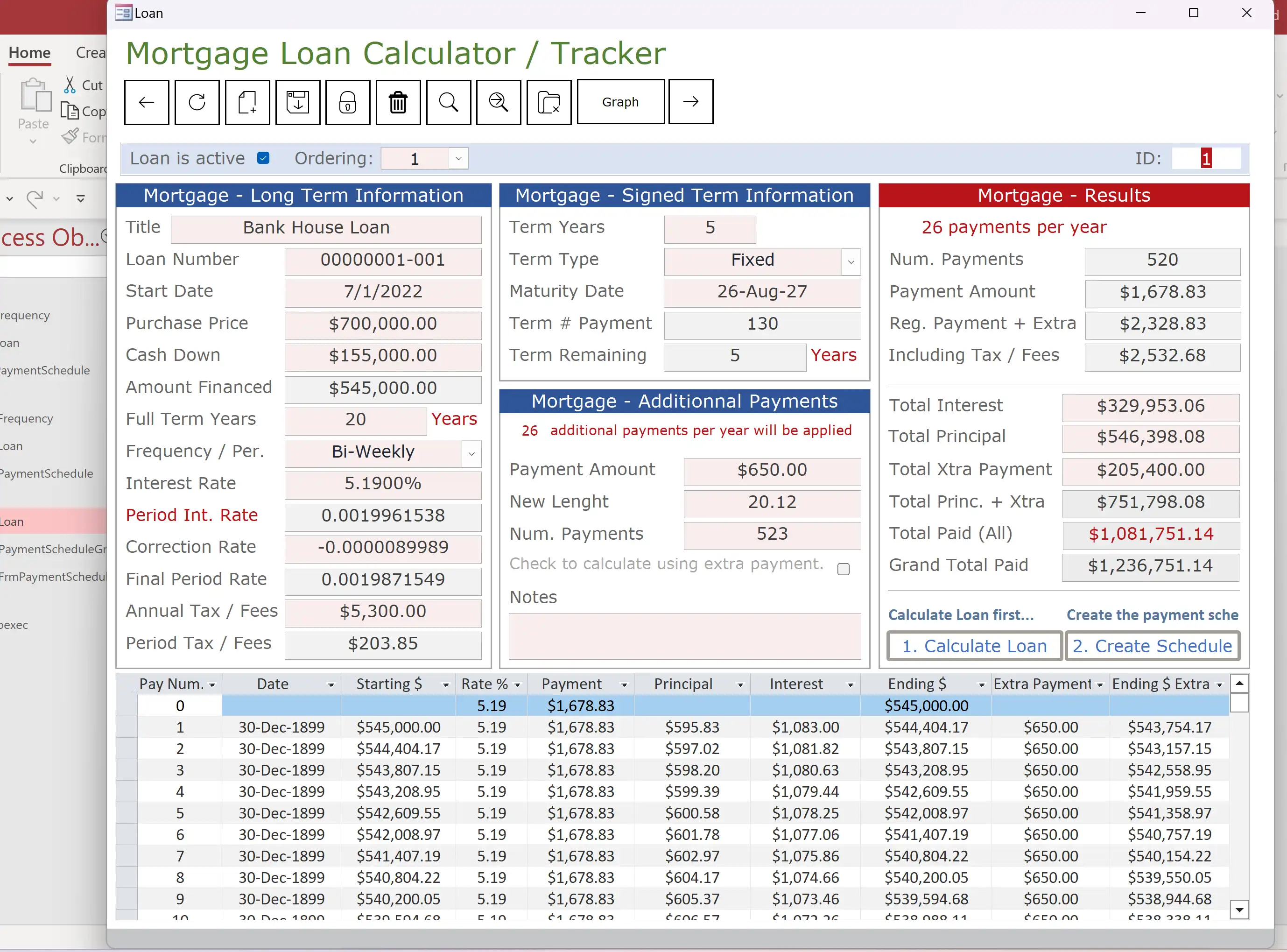 Download web tool or web app Loan Amortization Database MS Access