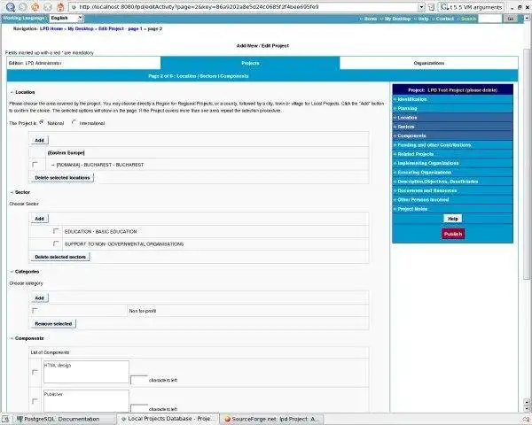 Download web tool or web app Local Projects Database