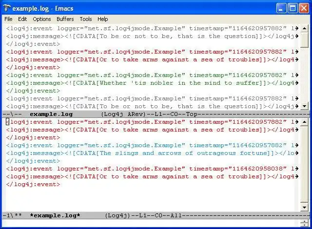 Scarica lo strumento web o l'app web Modalità Log4j - visualizza i file di registro in Emacs